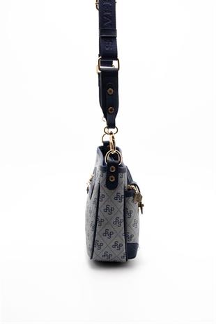 Silver Polo Gri - Lacivert Monogram Kadın Çapraz Çanta SP1160