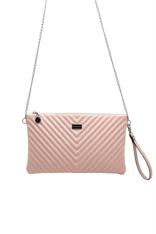 Silver & Polo SP1034 Kadın Portföy & Clutch Crash Pudra-Pudra