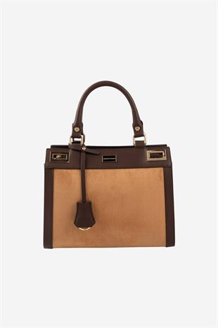 Silver & Polo SP1174 Kadın El Çantası Süet Taba-Kahve