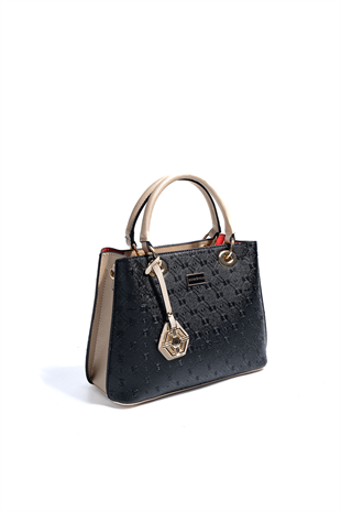 Silver & Polo SP1272 Kadın El Çantası Logolu Siyah-S.Nut