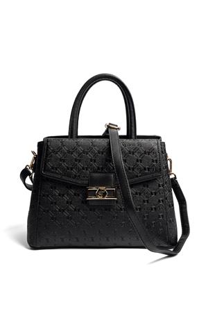 Silver & Polo SP1264 Kadın El Çantası Logolu Siyah-Siyah