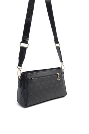 Silver & Polo SP1273 Kadın Çapraz Çanta Monogram Siyah-Siyah