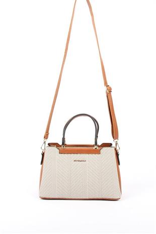 Silver & Polo SP913 Kadın El Çantası Hasır Bej-Taba