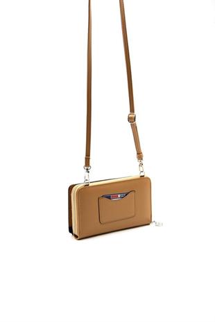 Silver & Polo SP1138 Kadın Telefon Çantası Düz Bej-A.Taba