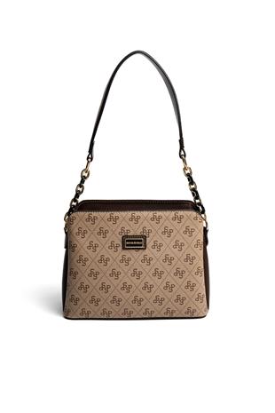 Silver Polo SP937 Kadın Omuz Çantası Monogram Koyu Bej-Kahve