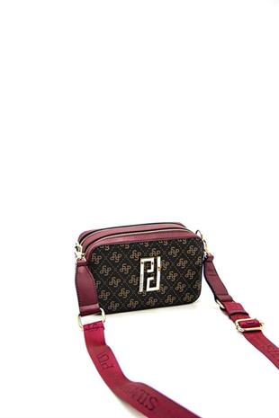 Silver & Polo SP1078 Kadın Çapraz Çanta Monogram Kahve Sarı-Bordo