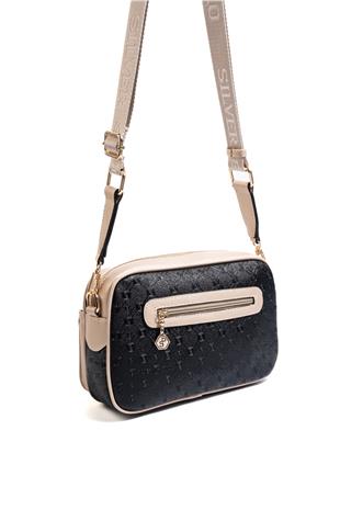 Silver & Polo SP1267 Kadın Çapraz Çanta Logolu Siyah-S.Nut