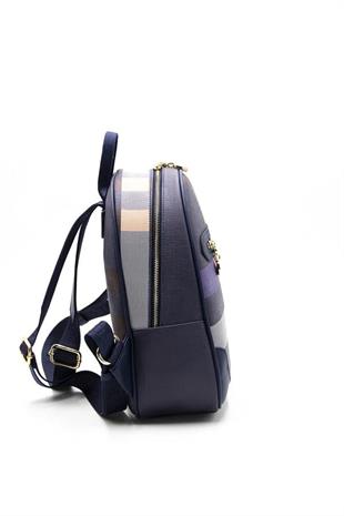 Silver & Polo SP1063 Kadın Sırt Çantası Ekose Lacivert