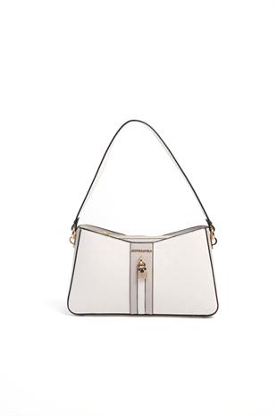Silver & Polo SP1102 Kadın Omuz Çantası Logolu Beyaz-A.Gri-Beyaz
