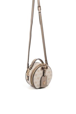 Silver & Polo SP1163 Kadın Çapraz Çanta Monogram Bej-Kum