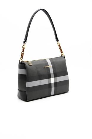 Silver & Polo SP910 Kadın Çapraz Çanta Ekose Siyah
