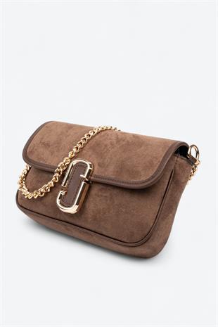 Silver & Polo SP1171 Kadın Omuz Çantası Süet Kahve-Kahve