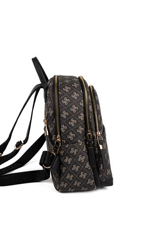 Silver & Polo SP1265 Kadın Sırt Çantası Monogram Füme-Siyah