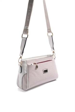 Silver & Polo SP1273 Kadın Çapraz Çanta King Desen Bordo-Kemik