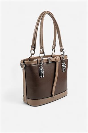Silver & Polo SP1155 Kadın El Çantası Düz Kahve-Vizon