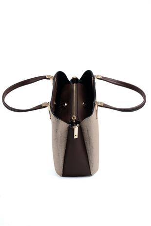 Silver & Polo SP1205 Kadın El Çantası Logolu Nut-Kahve