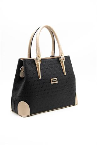 Silver & Polo SP667 Kadın El Çantası Logolu Siyah-S.Nut