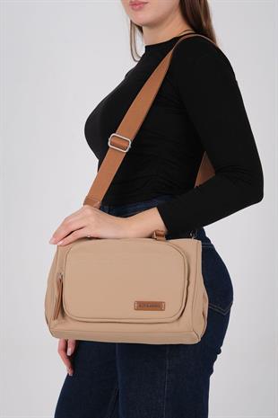 Silver Polo SP1227 Kadın Omuz Çantası Saten Nut-Taba