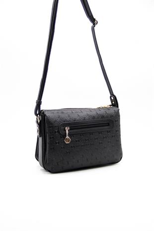Silver & Polo SP784 Kadın Çapraz Çanta Logolu Siyah-Siyah