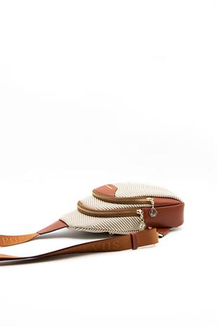 Silver & Polo SP959 Kadın Vücut Çantası Hasır Bej-Kiremit