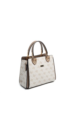 Silver & Polo SP1133 Kadın El Çantası Monogram Bej-Latte