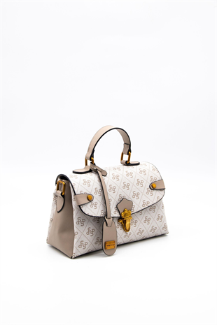 Silver & Polo SP1159 Kadın El Çantası Monogram Bej-Kum
