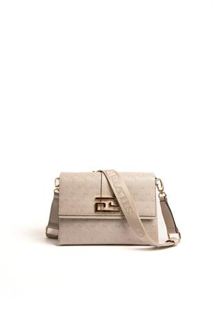 Silver & Polo SP1009 Kadın Çapraz Çanta Logolu Bej-S.Bej