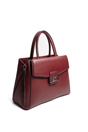 Silver & Polo SP1264 Kadın El Çantası Düz Bordo-Bordo