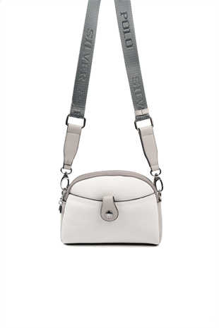 Silver & Polo SP1144 Kadın Çapraz Çanta Petek Beyaz-A.Gri