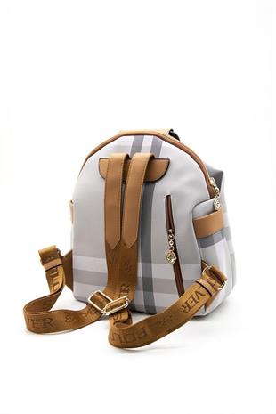Silver & Polo SP771 Kadın Sırt Çantası Ekose A.Gri-A.Taba