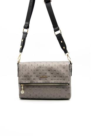 Silver & Polo SP963 Kadın Çapraz Çanta Logolu Platin-Siyah