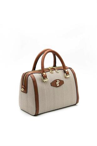 Silver & Polo SP1091 Kadın El Çantası Hasır Bej-Taba