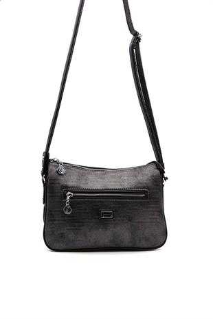 Silver & Polo SP818 Kadın Çapraz Çanta Petek M.Gümüş-Siyah