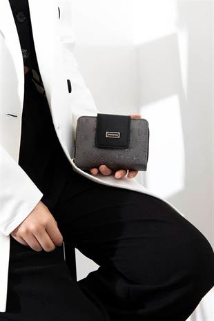 Silver & Polo SP935 Kadın Cüzdan & Kartlık Logolu Platin-Siyah