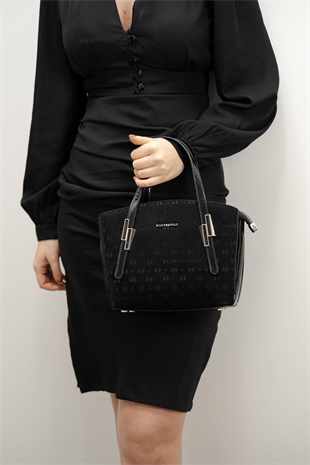 Silver & Polo SP1021 Kadın El Çantası Fashion Siyah-Rugan Siyah