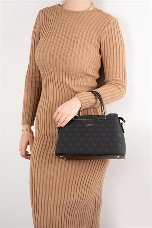 Silver & Polo SP913 Kadın El Çantası Monogram Siyah