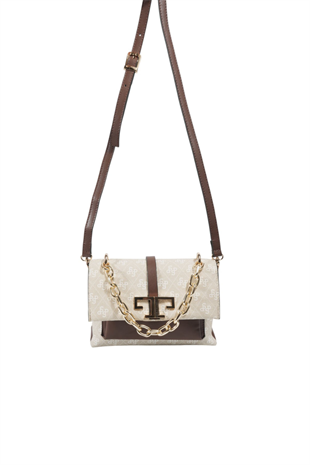 Silver & Polo SP1148 Kadın Çapraz Çanta Monogram Taş-Kahve