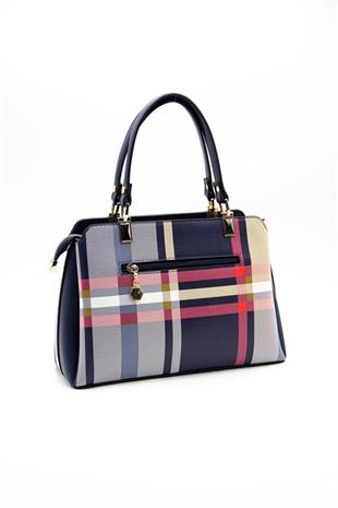 Silver & Polo SP972 Kadın El Çantası Ekose Lacivert