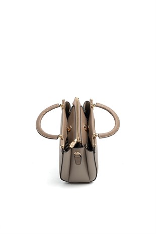 Silver & Polo SP1193 Kadın El Çantası Düz Koyu Bej-Latte