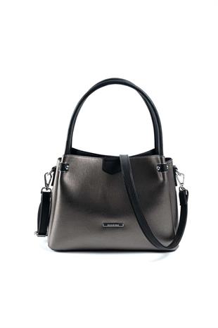 Silver & Polo SP1254 Kadın El Çantası Düz Platin-Siyah