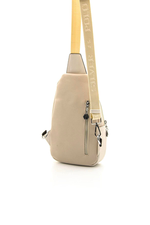 Silver & Polo SP959 Kadın Vücut Çantası Düz Bej-Kemik