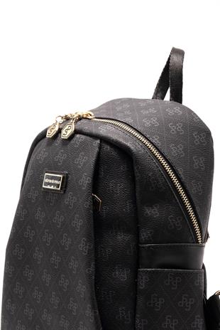 Silver & Polo SP926 Kadın Sırt Çantası Monogram Siyah
