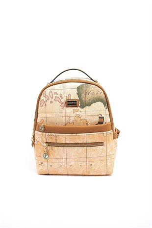 Silver & Polo SP1061 Kadın Sırt Çantası Harita Pudra-A.Taba