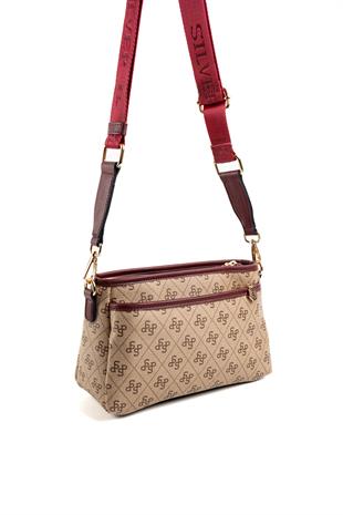 Silver & Polo Koyu Bej - Bordo SP1184 Kadın Çapraz Çanta