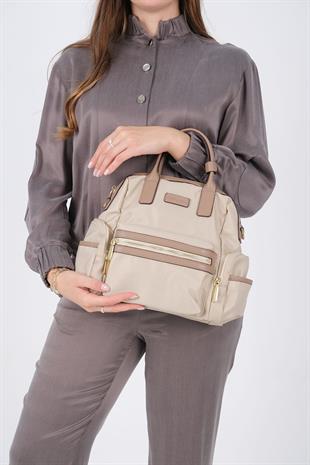 1211 Kadın Sırt Çantası  Bej-Kum