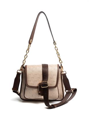 Silver & Polo SP1147 Kadın Omuz Çantası Logolu Nut-Kahve