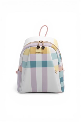 Silver & Polo SP926 Kadın Sırt Çantası Ekose Lila-Pembe