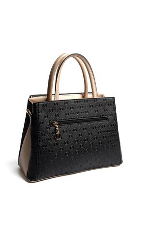 Silver & Polo SP1264 Kadın El Çantası Logolu Siyah-S.Nut
