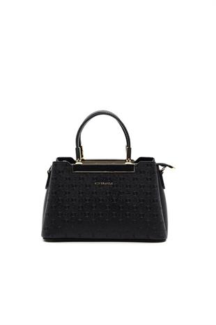 Silver & Polo SP913 Kadın El Çantası Logolu Siyah-Siyah