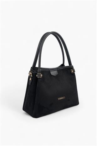 Silver & Polo SP1254 Kadın El Çantası Süet Siyah-Siyah